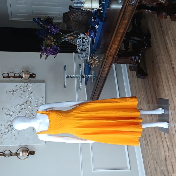 Zara Women's Orange Cotton Plopin Midi Dress. Size S - Picture 3 of 17
